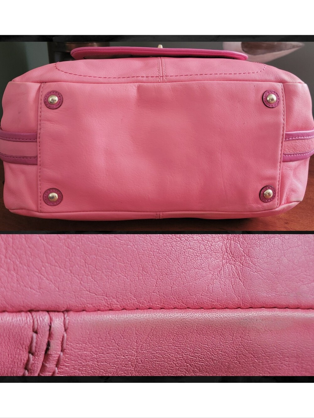 Coach 13382 Bonnie Satchel Pink Colorblock Leather Shoulder Bag Y2K - Picture 6 of 16